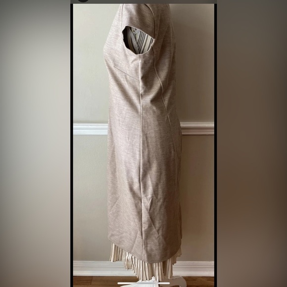 Max Mara Sheath Dress MAXMARA Stretch Wool Fitted Pleated Peek a Boo Hem 46 12 L - Picture 4 of 12